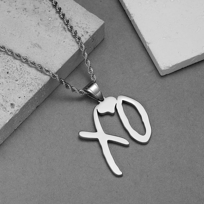 The Weeknd XO Stainless steel white Necklace, The weeknd merch 2023, the weeknd fans, Hip Hop XO Necklace Pendant with Rope Chain Hip Hop Rock Rapper Jewelrypy of